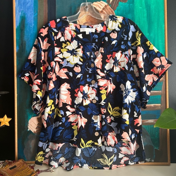 Adyson Parker Navy Floral Blouse S - Picture 13 of 14